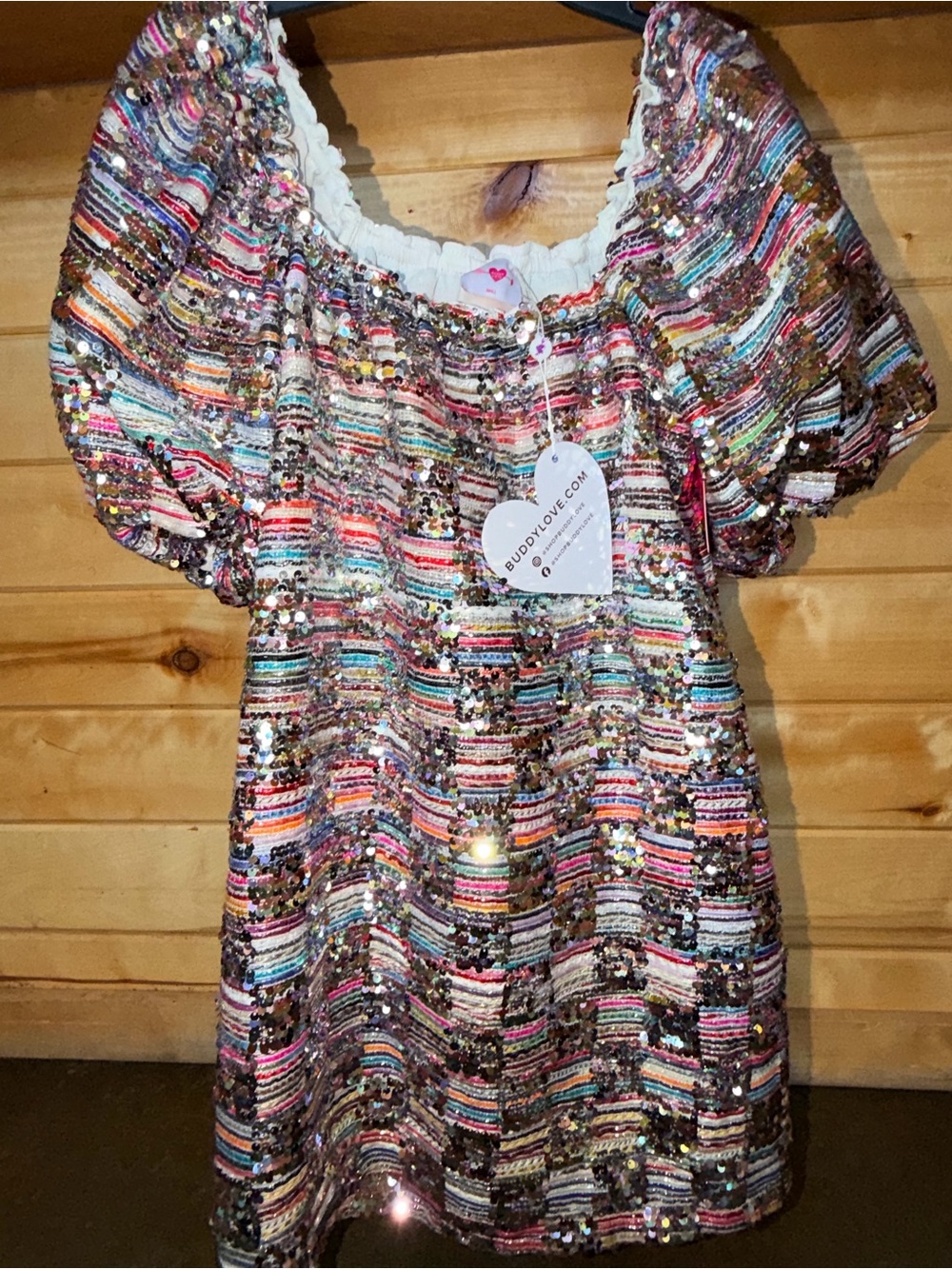 Buddy Love Rainbow Sequin Striped Mini Dress